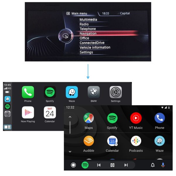 nbt menu to carplay android auto