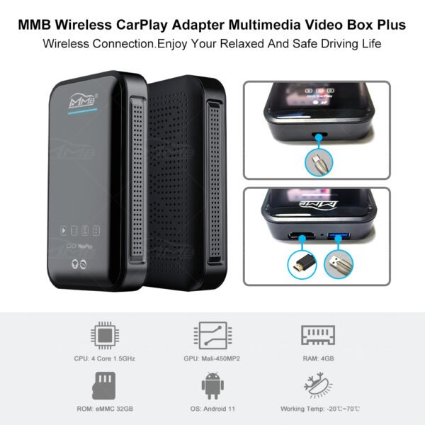 Android 11 MMB HDMI Multimedia box automobiliams su Apple Carplay Carplay.lt