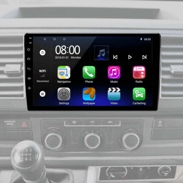 Volkswagen Transporter Head unit with android operating system and touchscreen function.
