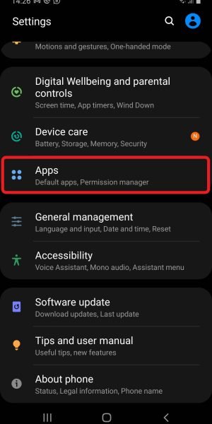 Apps selection